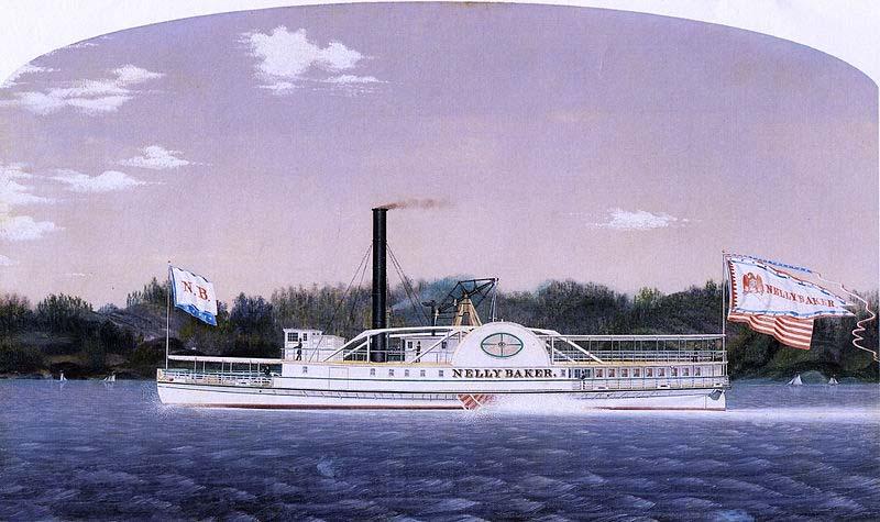 James Bard Nelly Baker, New England steamboat built 1855 Norge oil painting art
